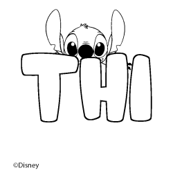 Coloriage pr&eacute;nom THI - d&eacute;cor Stitch