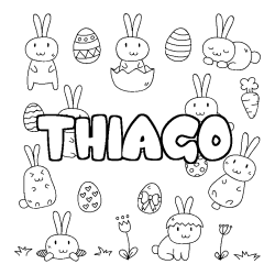 Coloriage pr&eacute;nom THIAGO - d&eacute;cor Paques