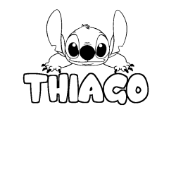 Coloriage prénom THIAGO - décor Stitch