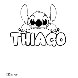 Coloriage pr&eacute;nom THIAGO - d&eacute;cor Stitch