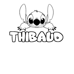 Coloriage prénom THIBAUD - décor Stitch
