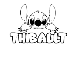 Coloriage prénom THIBAULT - décor Stitch