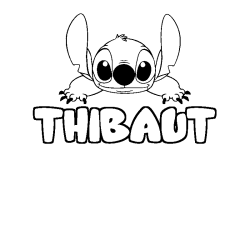 Coloriage prénom THIBAUT - décor Stitch
