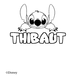 Coloriage pr&eacute;nom THIBAUT - d&eacute;cor Stitch