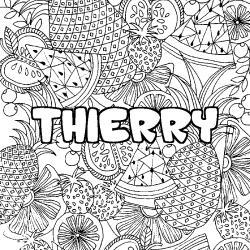 Coloriage pr&eacute;nom THIERRY - d&eacute;cor Mandala fruits