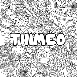 Coloriage pr&eacute;nom THIM&Eacute;O - d&eacute;cor Mandala fruits