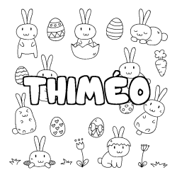 Coloriage pr&eacute;nom THIM&Eacute;O - d&eacute;cor Paques