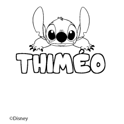 Coloriage pr&eacute;nom THIM&Eacute;O - d&eacute;cor Stitch