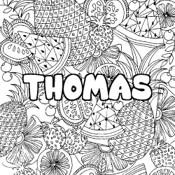 Coloriage pr&eacute;nom THOMAS - d&eacute;cor Mandala fruits