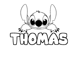 Coloriage prénom THOMAS - décor Stitch