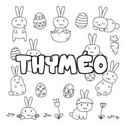 Coloriage pr&eacute;nom THYM&Eacute;O - d&eacute;cor Paques