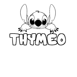 Coloriage prénom THYMÉO - décor Stitch