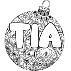 Coloriage pr&eacute;nom TIA - d&eacute;cor Boule de No&euml;l