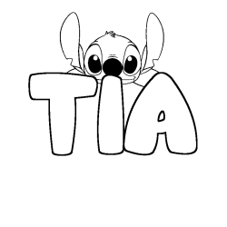 Coloriage prénom TIA - décor Stitch