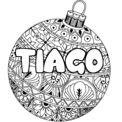 Coloriage prénom TIAGO - décor Boule de Noël