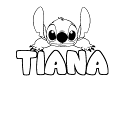 Coloriage prénom TIANA - décor Stitch