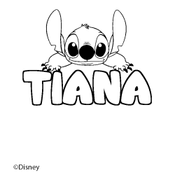 Coloriage pr&eacute;nom TIANA - d&eacute;cor Stitch