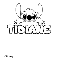 Coloriage pr&eacute;nom TIDIANE - d&eacute;cor Stitch