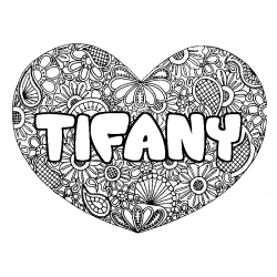 Coloriage TIFANY - d&eacute;cor Mandala coeur