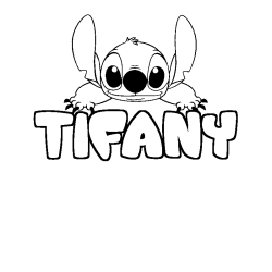 Coloriage prénom TIFANY - décor Stitch