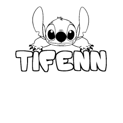 Coloriage prénom TIFENN - décor Stitch