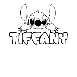 Coloriage prénom TIFFANY - décor Stitch