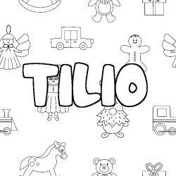 Coloriage prénom TILIO - décor Jouets