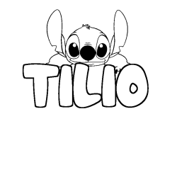 Coloriage prénom TILIO - décor Stitch