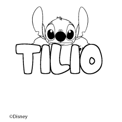 Coloriage pr&eacute;nom TILIO - d&eacute;cor Stitch