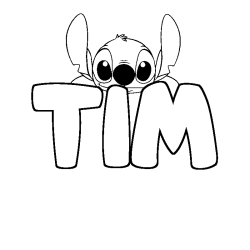 Coloriage prénom TIM - décor Stitch