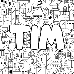 Coloriage prénom TIM - décor Ville