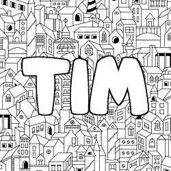 Coloriage TIM - d&eacute;cor Ville