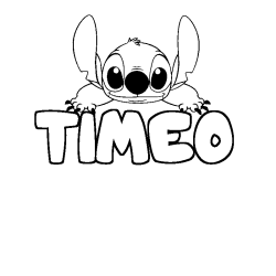 Coloriage prénom TIMEO - décor Stitch