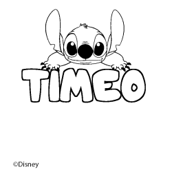 Coloriage pr&eacute;nom TIMEO - d&eacute;cor Stitch