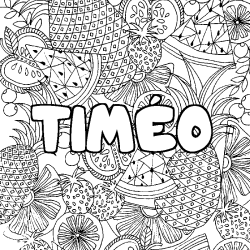 Coloriage pr&eacute;nom TIM&Eacute;O - d&eacute;cor Mandala fruits