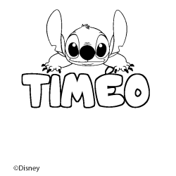 Coloriage pr&eacute;nom TIM&Eacute;O - d&eacute;cor Stitch