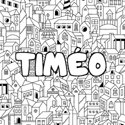 Coloriage pr&eacute;nom TIM&Eacute;O - d&eacute;cor Ville