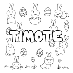 Coloriage prénom TIMOTE - décor Paques