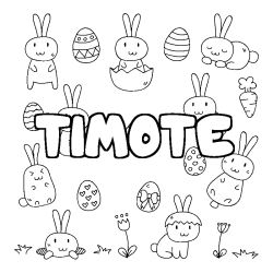 Coloriage pr&eacute;nom TIMOTE - d&eacute;cor Paques