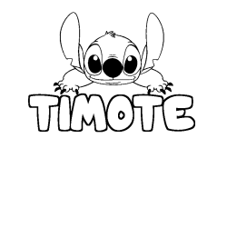 Coloriage prénom TIMOTE - décor Stitch