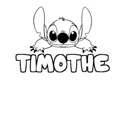 Coloriage prénom TIMOTHE - décor Stitch