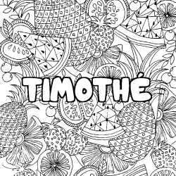 Coloriage prénom TIMOTHÉ - décor Mandala fruits