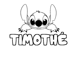 Coloriage prénom TIMOTHÉ - décor Stitch