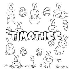 Coloriage pr&eacute;nom TIMOTHEE - d&eacute;cor Paques