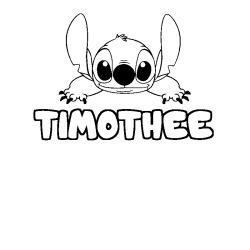 Coloriage prénom TIMOTHEE - décor Stitch