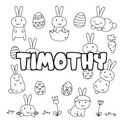 Coloriage prénom TIMOTHY - décor Paques