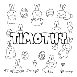 Coloriage pr&eacute;nom TIMOTHY - d&eacute;cor Paques