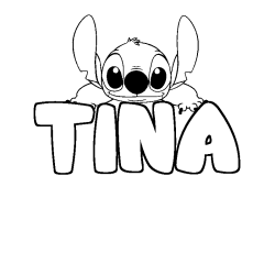 Coloriage prénom TINA - décor Stitch
