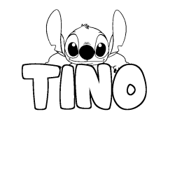 Coloriage prénom TINO - décor Stitch