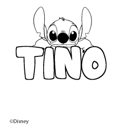 Coloriage pr&eacute;nom TINO - d&eacute;cor Stitch